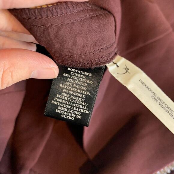 Ann Taylor Dress Womens 2 Deep Burgundy Faux Leather Side Braided Back Zip Shift - Picture 11 of 16
